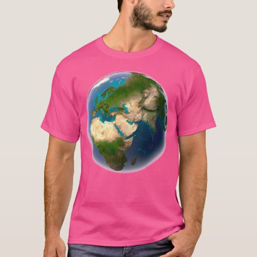 地球ワールドグローブ地図プラネット Tシャツ (正面)