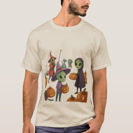 地球上でハロウィンを祝う宇宙人たち – 宇宙のコスチューム Tシャツ
