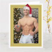 地球上で最もホットなハンクス！クリスマスバフサンタ カード (黄色い花)