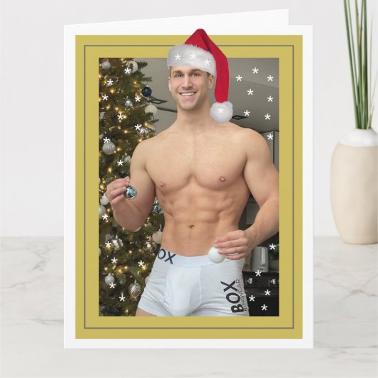 地球上で最もホットなハンクス！クリスマスバフサンタ カード (正面)