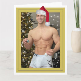 地球上で最もホットなハンクス!クリスマスバフサンタ カード