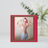 地球上で最もホットなハンクス!クリスマスバフサンタ カード (スタンド正面)