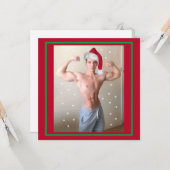 地球上で最もホットなハンクス!クリスマスバフサンタ カード (正面/裏面インサイチュ)