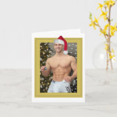 地球上で最もホットなハンクス！クリスマスバフサンタ カード (黄色い花)