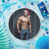 地球上で最もホットなハンクス！クリスマスバフサンタ ペーパープレート (パーティー)