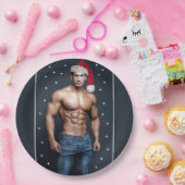 地球上で最もホットなハンクス！クリスマスバフサンタ ペーパープレート (パーティー)