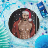 地球上で最もホットなハンクス！クリスマスバフサンタ ペーパープレート (パーティー)