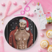 地球上で最もホットなハンクス！クリスマスバフサンタ ペーパープレート (パーティー)