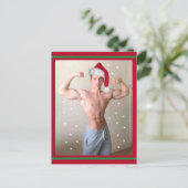 地球上で最もホットなハンクス！クリスマスバフサンタ ポストカード (スタンド正面)