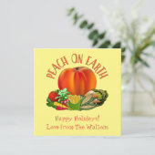 地球上で桃のユーモアあふれるクリスマス・パンプレゼント シーズンカード (スタンド正面)