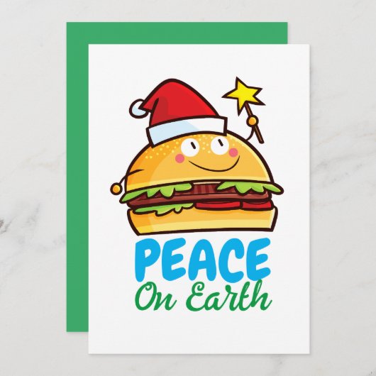 地球上のカスタマイズ可能なハンバーガーの平和 招待状 (正面/裏面)