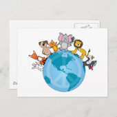 地球上の動物の平和 ポストカード (正面/裏面)