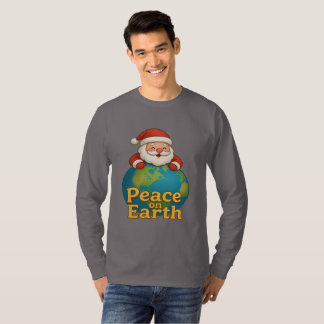 地球上の平和サンタクリスマスホリデーギフトTシャツ Tシャツ