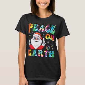 地球上の平和サンタタイダイクリスマスライト Tシャツ