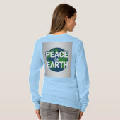 地球上の平和 ブルーTシャツ Tシャツ (裏面フル)