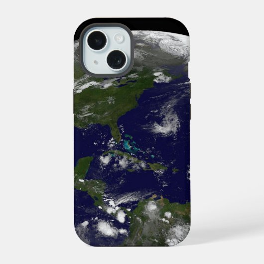 地球上の熱帯低気圧 iPhone 15ケース (裏面)
