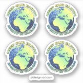 地球保の輝くクリーンな地球の日の青い輝き シール (正面)