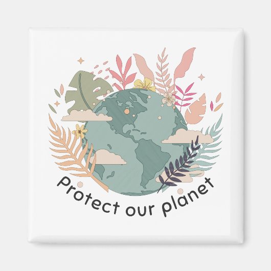 地球保護の日 – Earth Day (Cartoon texture) マグネット (正面)