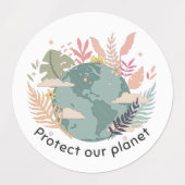 地球保護の日 – Earth Day (Cartoon texture) ラベル (デザイン2)