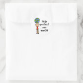 地球保護のTシャツとプレゼントの少年 ラウンドシール (バッグ)