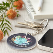 地球保護 – 地球の日(Sketchy texture) キーホルダー (正面右)