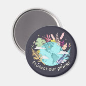 地球保護 – 地球の日(Sketchy texture) マグネット (正面/裏面)