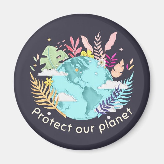 地球保護 – 地球の日(Sketchy texture) マグネット (正面)