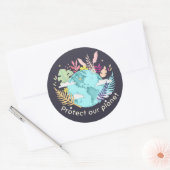 地球保護 – 地球の日(Sketchy texture) ラウンドシール (封筒)