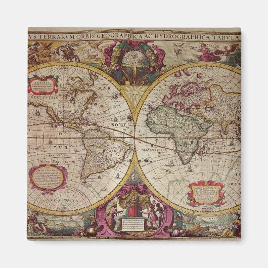 地球全体の新しい陸水図 マグネット (正面)