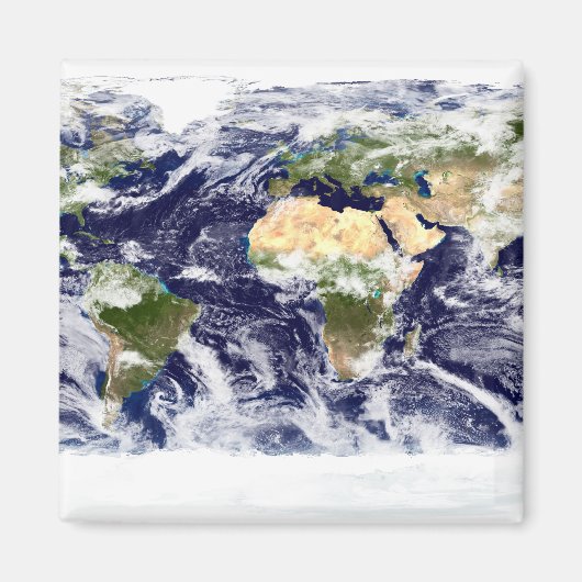 地球全体の真のカラー画像 マグネット (正面)