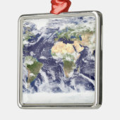 地球全体の真のカラー画像 メタルオーナメント (左)