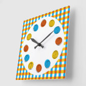 地球円と時計の正方形をチェック スクエア壁時計 (傾斜)