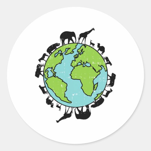 地球動物野生生物保護環境 ラウンドシール (正面)