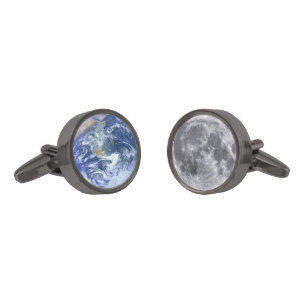 地球及び月 ガンメタルカフスボタン