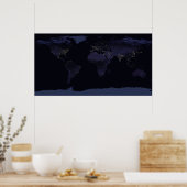 地球地図地球の都市の夜のライト。 ポスター (キッチン)