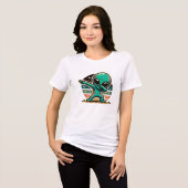 地球外おもしろいエイリアンの掘り トライブレンドTシャツ (正面全面)