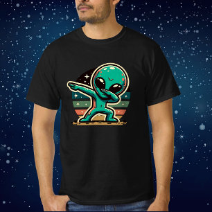 地球外おもしろいエイリアンの掘り Tシャツ