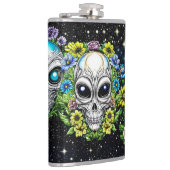 地球外のエイリアンスカルと花 フラスク (右)