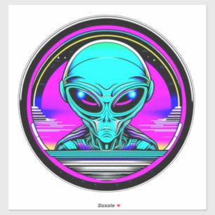 地球外エイリアン飛んでいるa UFO シール