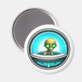 地球外エイリアン飛んでいるa UFO マグネット (正面/裏面)