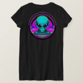 地球外エイリアン飛んでいるa UFO Tシャツ (デザイン裏面)
