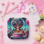 地球外エイリアン食べ物のお誕生日ケーキ ペーパープレート (パーティー)