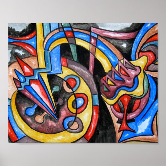 地球外ジャズバウハウスモダン幾何学的アート ポスター (正面)