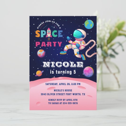 地球外宇宙パーティー宇宙飛行士銀河系誕生日 招待状 (スタンド正面)