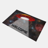 地球大気圏外の空飛ぶ円盤UFO ドアマット (アングル)