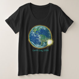 地球太陽の日食2024聖幾何学 プラスサイズTシャツ