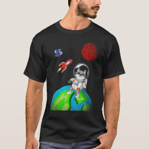 地球宇宙森林動物ロケット宇宙飛行士ラクーン Tシャツ