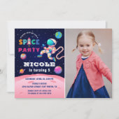 地球宇宙飛行士銀河系誕生日写真 招待状 (正面)