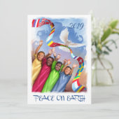 地球平和。多文化キッズホリデーカード シーズンカード (スタンド正面)