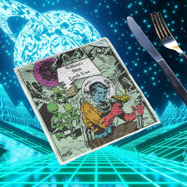 地球年誕生日Sci-Fiヴィンテージ漫画科学 スタンダードカクテルナプキン